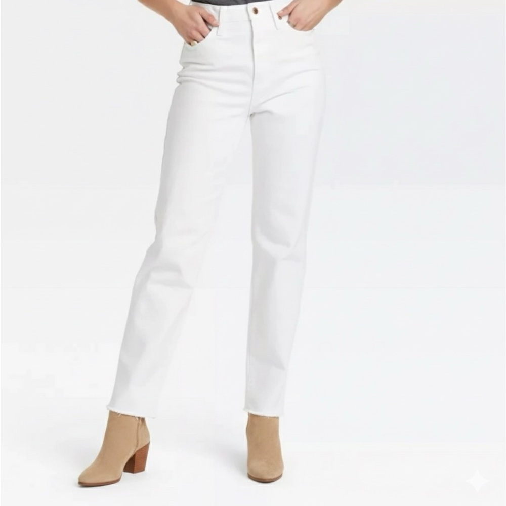 Universal Thread High Rise Skinny Crop Raw Hem White Jeans 6/28